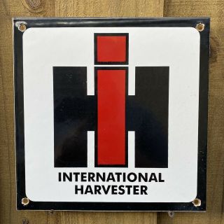 Vintage International Harvester Porcelain Metal Sign Usa Farm Tractor Gas Oil