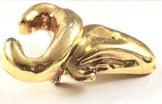 Vintage Signed Christian Lacroix Gold Plated Taurus Bulls Head Brooch Pin 2