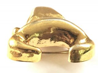 Vintage Signed Christian Lacroix Gold Plated Taurus Bulls Head Brooch Pin 3
