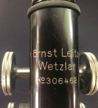 Vintage Ernst Leitz Wetzlar Microscope 306462 With Case