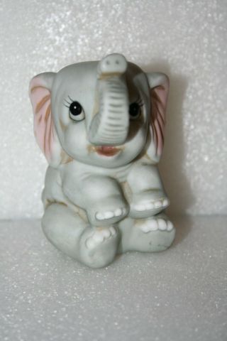 Homco Whimsical Happy Gray Baby Elephant Figurine Raised Trunk Hp Bisque 1400