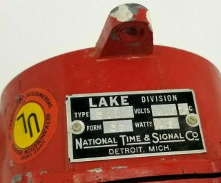 Vintage NATIONAL TIME & SIGNAL FIRE ALAM HORN Type 311 110v 45w Red Wall Mount 3