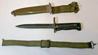 Vintage Us Imperial M6 Bayonet Knife Stealth Scabbard Usm8a1 Twb Vietnam? Rare