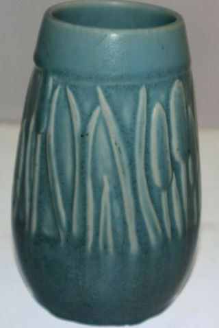 Vintage 1944 Rookwood Pottery Blue / Green Cattails Vase 2592