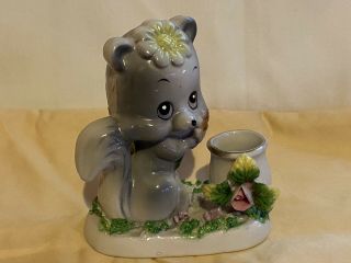 Adorable Vintage Ceramic Gray Squirrel Bud Vase