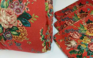 Vintage Ralph Lauren Aylesbury Full Queen Comforter 3 Pillow Covers Red Floral