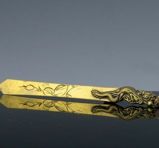 Great C1890 Japanese Meiji Bronze Dragon Figural Letter Opener Paper Knife