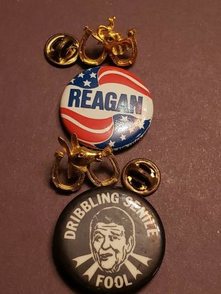 Vintage Ronald Reagan 1984 Election Pins Buttons W/1968 Gulf Lapel Pins
