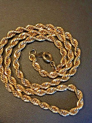 Vintage 22k Gold Filled Rope Chain Necklace.