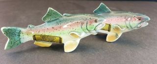 Vintage Ceramic Rainbow Trout Fish Salt And Pepper Shakers