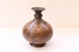 Antique Old Copper Fully Carved Fine Surai Shaped Holy Water Pot Nh3341