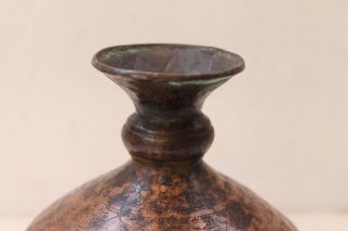 Antique Old Copper Fully Carved Fine Surai Shaped Holy Water Pot NH3341 2