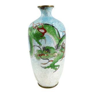 Antique Matsu Ya Japanese Ginbari Cloisonne Vase Circa 1890 3 Claw Dragon 6 "