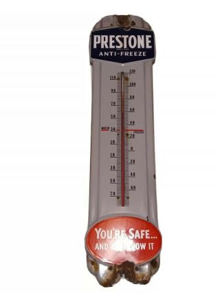 Rare Vintage Prestone Anti Freeze Porcelain Advertising Thermometer 36 "