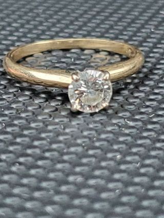 14k Solid Yellow Gold Vintage Solitaire Diamond Ring