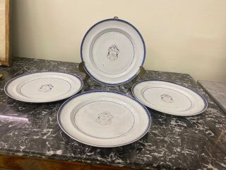 Set Of Four Chinese Export Porcelain Plates,  9 3/4 " Diameter