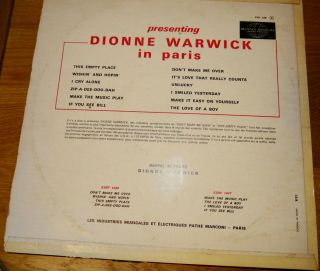 Rare DIONNE WARWICK IN PARIS,  1966 French Pressing Presence Mondial FPX 248 2