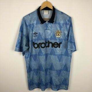 Vintage Manchester City 1989 1990 1991 Home Football Shirt Soccer Jersey Umbro