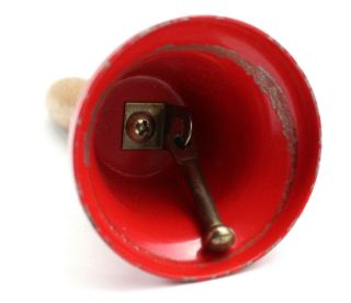 Vintage Salvation Army Red Mini Miniature Hand Bell With Wooden Handle 4.  25 