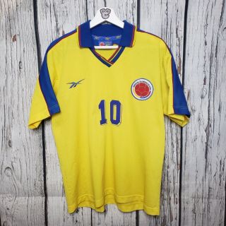 Vintage Colombia Home Soccer Jersey World Cup 1998 Valderrama 10 Size M