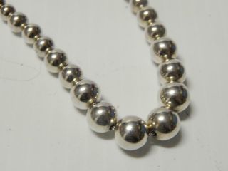 Vintage Mexican Sterling Silver " Pearls " Beads Necklace - 24 " Btfl Gift