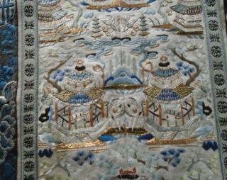 ANTIQUE CHINESE SILK TAPESTRY HAND EMBROIDERY PANELS RANK BADGE circa 1900 3