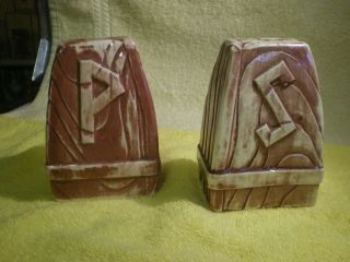 Vintage Ceramic Brown Tan Western Wood Look Salt And Pepper Shakers Fr/shp