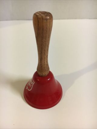 Vintage Salvation Army Red Hand Bell 4” Tall with Wooden Handle 2