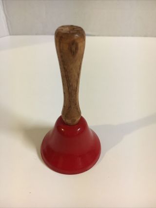 Vintage Salvation Army Red Hand Bell 4” Tall with Wooden Handle 3