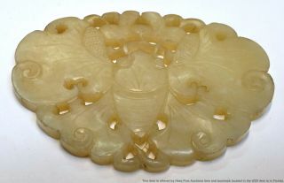 Moth Carved White Jade Circa Late Qing Chinese Amulet