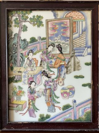 A Chinese Famille Rose Figural Porcelain Plaque