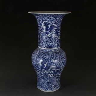 Chinese Antique Qing Dynasty Kang Xi Blue&white Porcelain Vase