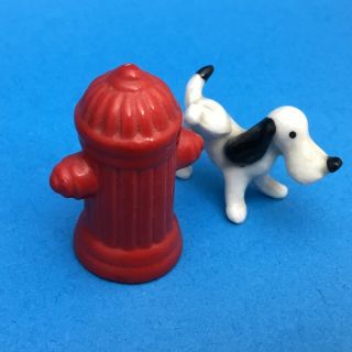 Vintage Cute White Dog Peeing On Fire Hydrant Porcelain Japan