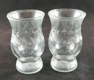 Set Of 2 Small Clear Glass Vases With Seahorse Design 4 " Tall