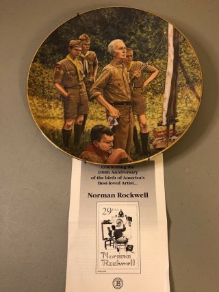 Vintage Norman Rockwell Plate Gorham Fine China “beyond The Easel” Boy Scouts