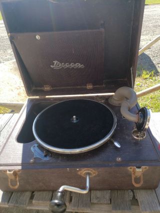 Vintage Decca Portable Wind Up Record Player