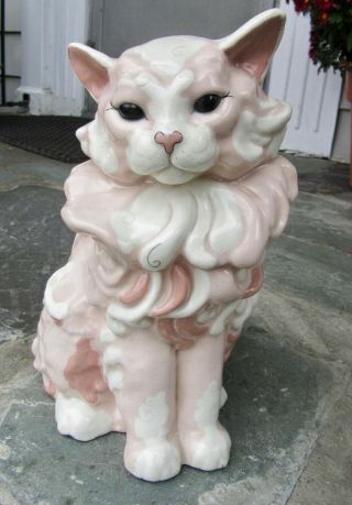 Vintage Kay Finch Ceramic 155 Hand Painted " Ambrosia " Large Figural Persian Cat