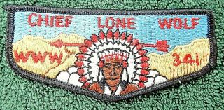 Boy Scouts Oa Chief Lone Wolf Lodge 341,  S - 2 Flap Patch,  Adobe Walls,  Pampa,