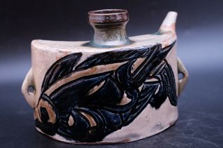 Jiro Kinjo Japanese Okinawa Tsuboya Pottery Dachibin Sake Bottlle