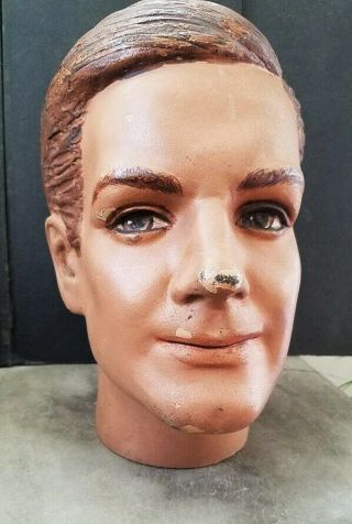 Vintage Male Mannequin Head Store Display Hat Stand