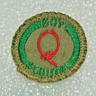 Boy Scout Red Rope Spinner Khaki Proficiency Award Badge White Back Troop Small