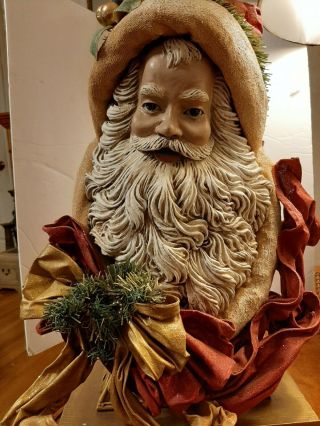 Vintage Santa Bust Figurine,  Statue,  Antique Estate Santa 18 Inches