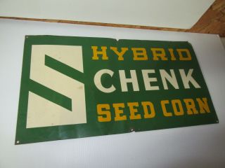 Very Rare Vintage Schenk Hybrid Seed Corn Sign