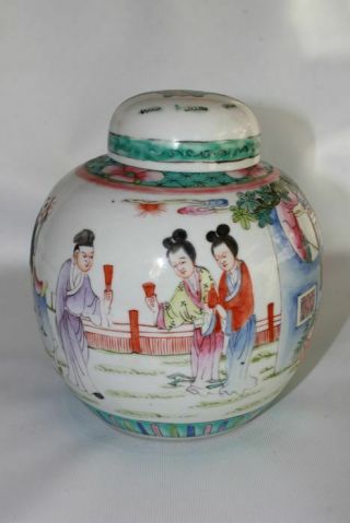 Chinese Jar Early 20th C Century Porcelain Pottery Signed Famille Rose Marked