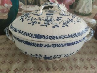 Vintage Minton Cower China Covered Soup Bowl Tureen W/handles Lid 13 " X8x8 "