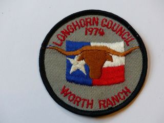 1974 Worth Ranch Longhorn Council Texas Boy Scout Bsa Camp Patch Flag