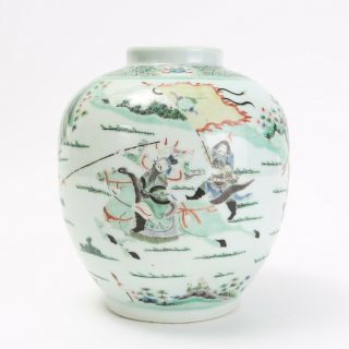 Antique Chinese Wucai Vase,  Shunzhi - Kangxi,  Qing Dynasty,  17th Century