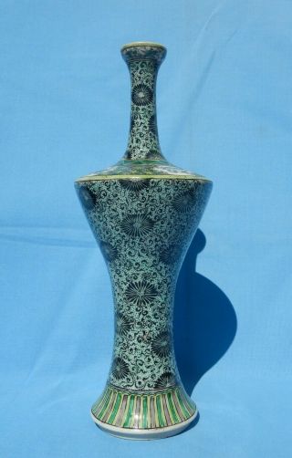 Unusual Fine Antique Chinese Republic Period Porcelain Famille Verte Bottle Vase