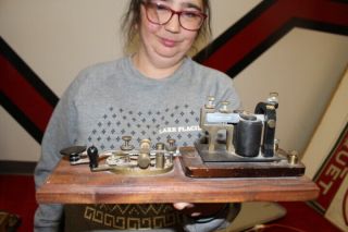 Antique Vintage Telegraph Morse Code Key & Sounder Western Union