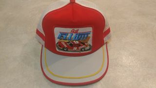 Vintage Bill Elliott 3 Stripe Patch Snapback Trucker Hat Cap Made In Usa
